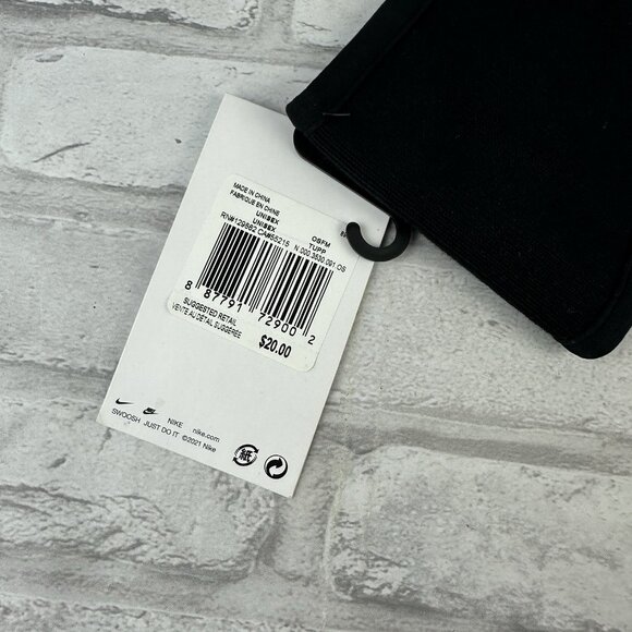 Nike Fleece Headband Black White Swoosh New With Tags One Size Fits Most - Picture 3 of 3